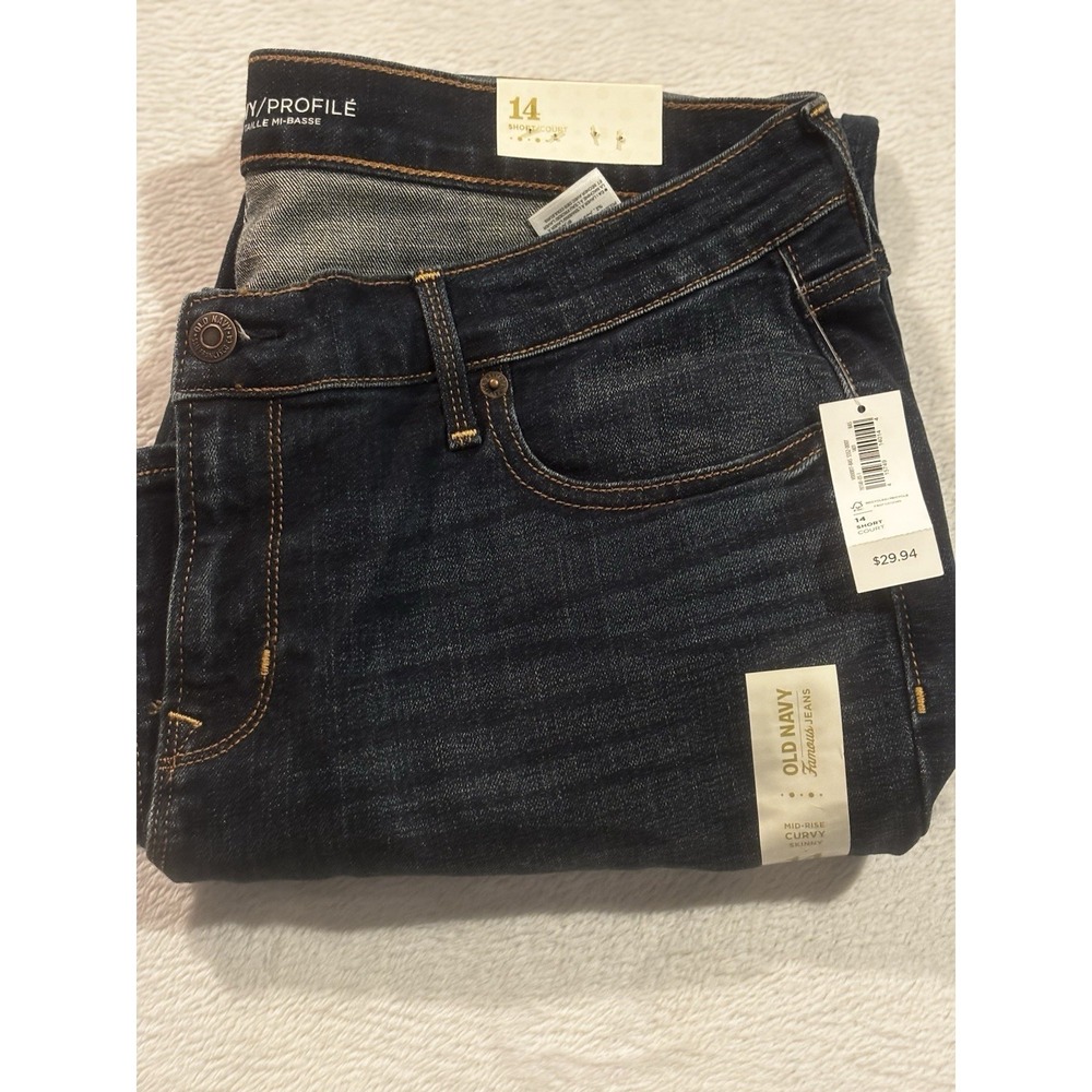 Old Navy Famous Jeans Women's 14 Regular‎ Dark Wash Blue Denim Original Straight